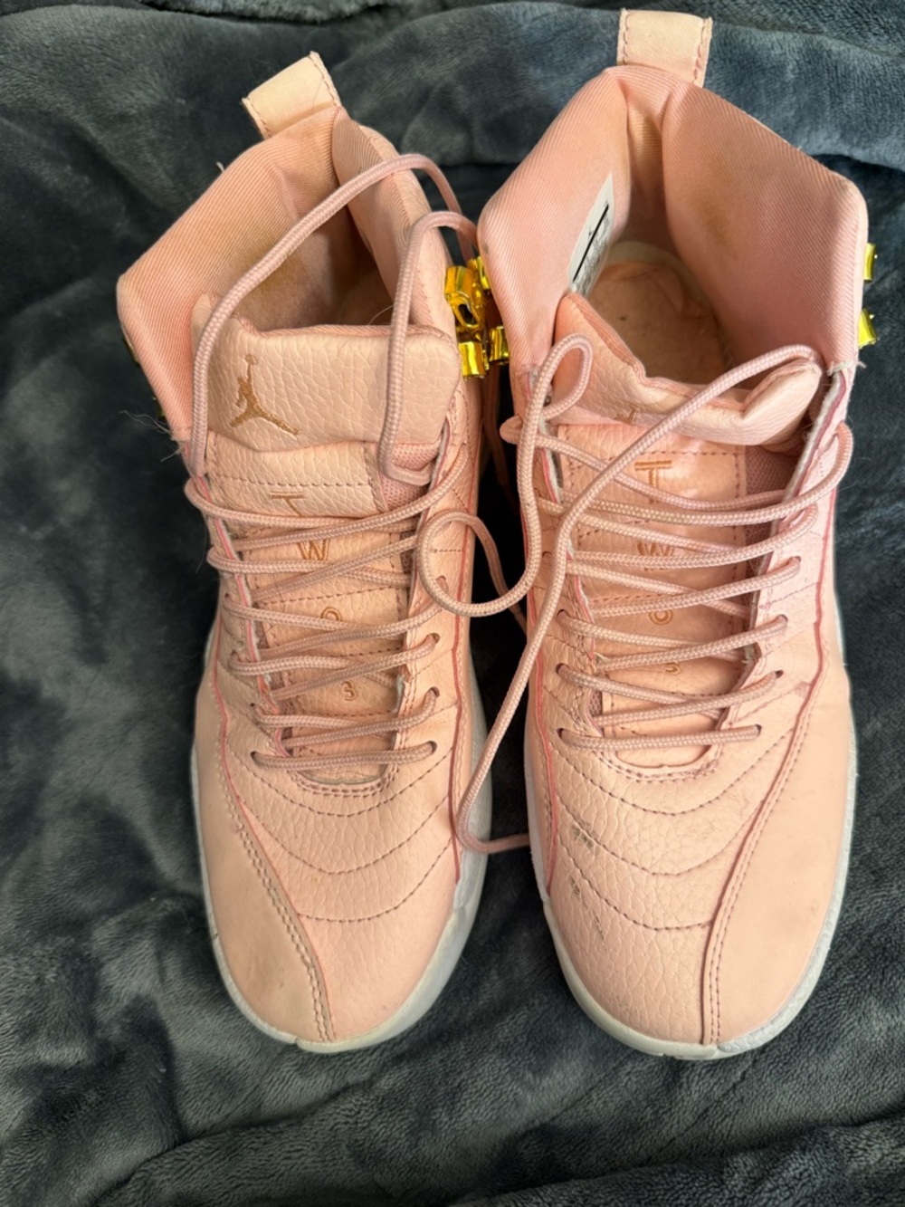 Jordan Women’s Pink High-Top Sneakers with Gold Accents size 8/39